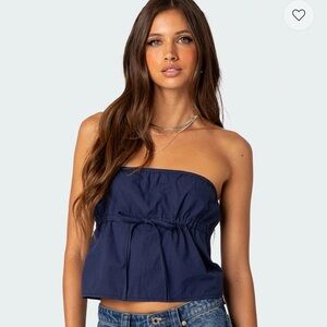 Edikted Reva Strapless top size small in navy